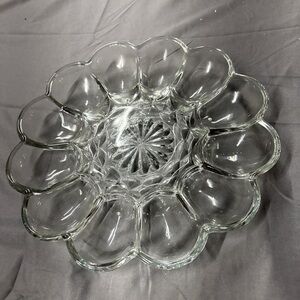 Vintage Elegant Clear Glass Egg Serving Platter